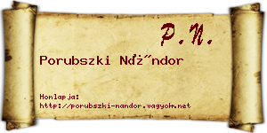 Porubszki Nándor névjegykártya